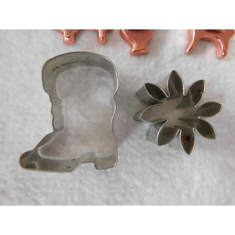 Vintage Cookie Cutter Lot Fourteen Mixed Animal Holiday Metal Handled